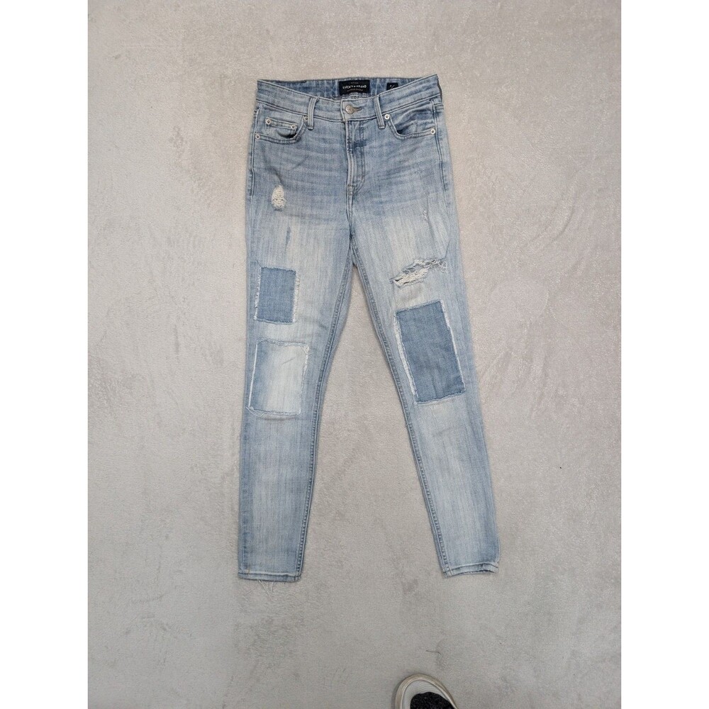 Lucky Brand Blue Jeans Distressed Patch Denim Bridgette Skinny Women’s Size 2/26